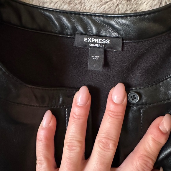 Black Faux Leather Ruffle Sleeve Top - Picture 2 of 5